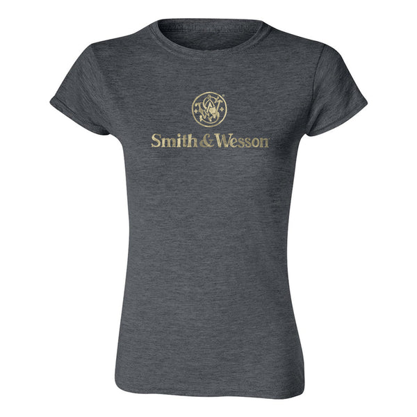 Smith & Wesson®  Ladies Hand Painted Logo Tee in Smoke Heather
