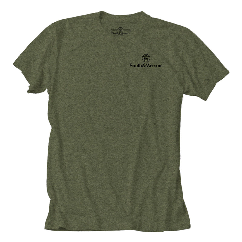 Smith & Wesson® Hand Painted Quality Firearms Premium Tee in Heather Military Green