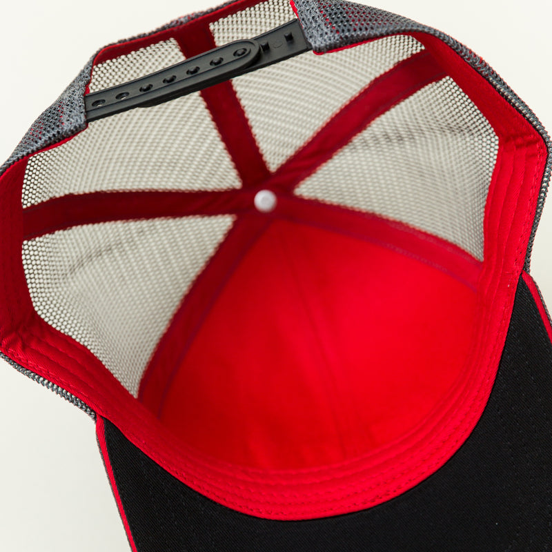 CASE IH® Two-Tone Heather Grey and Black Mesh Back Trucker Cap with 3D Embroidery