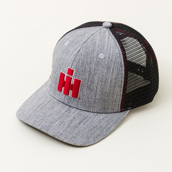 IH® International Harvester® Heather Grey Mesh Back Trucker Cap with 3D Embroidery Logo