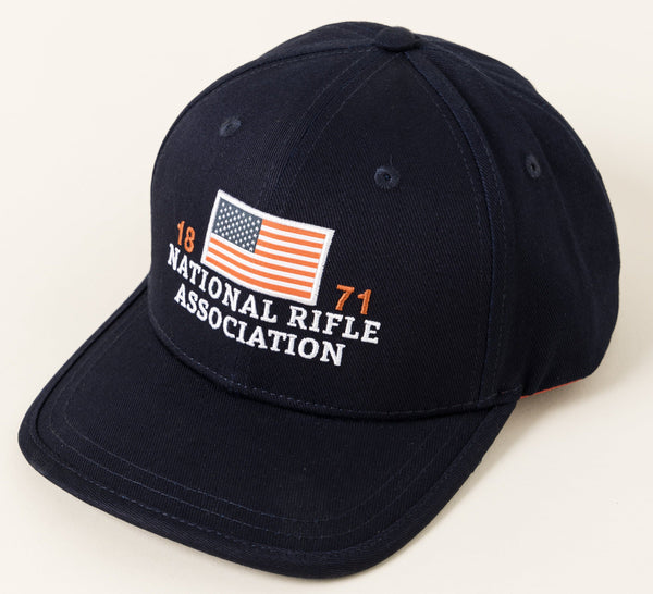 NRA® Navy Six Panel American Flag Unstructured Full Twill Cap