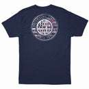 NRA® Defending Liberty Flag Filled Oval Men's Premium Tee in Navy