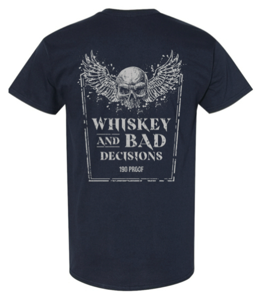 "Whiskey & Bad Decisions" Premium Short Sleeve Tee in Navy