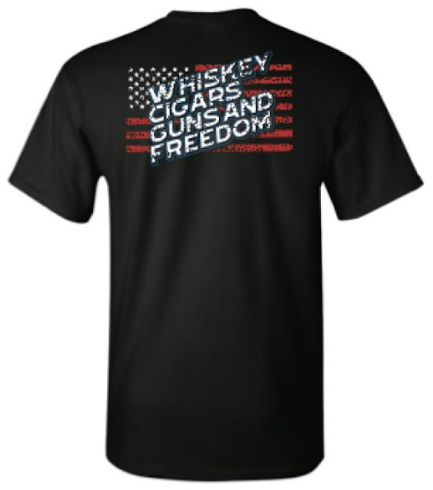 Kick Brass - Whiskey, Cigars, Guns and Freedom Premium Tee in Black