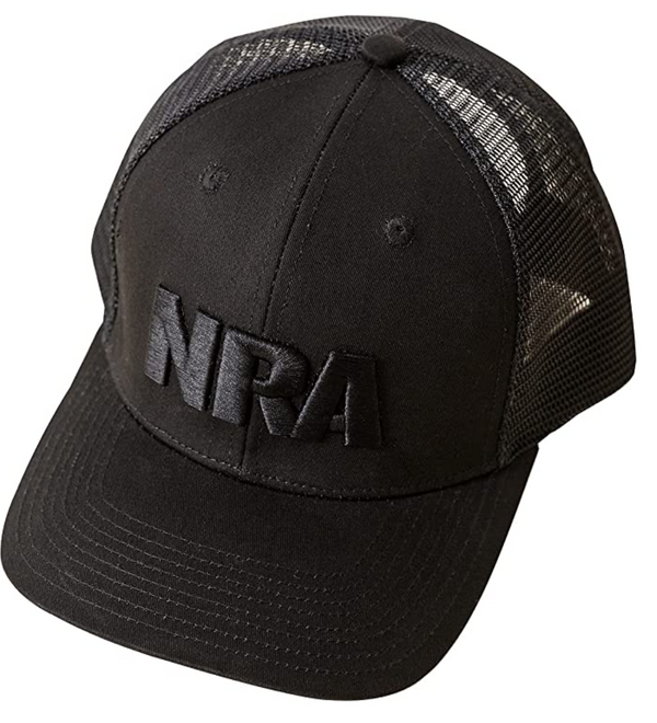 NRA® Blacked Out 6-Panel Trucker Cap with 3D Embroidered Logo